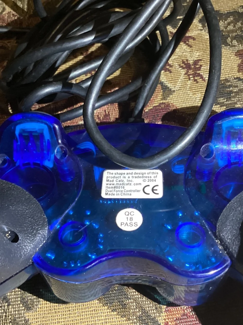 Mad Catz Dual Force Gamepad Clear Blue Controller #8016 for Sony PlayStation 1&2